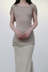 Marc le bihan long net eye skirt 2752 tilleul